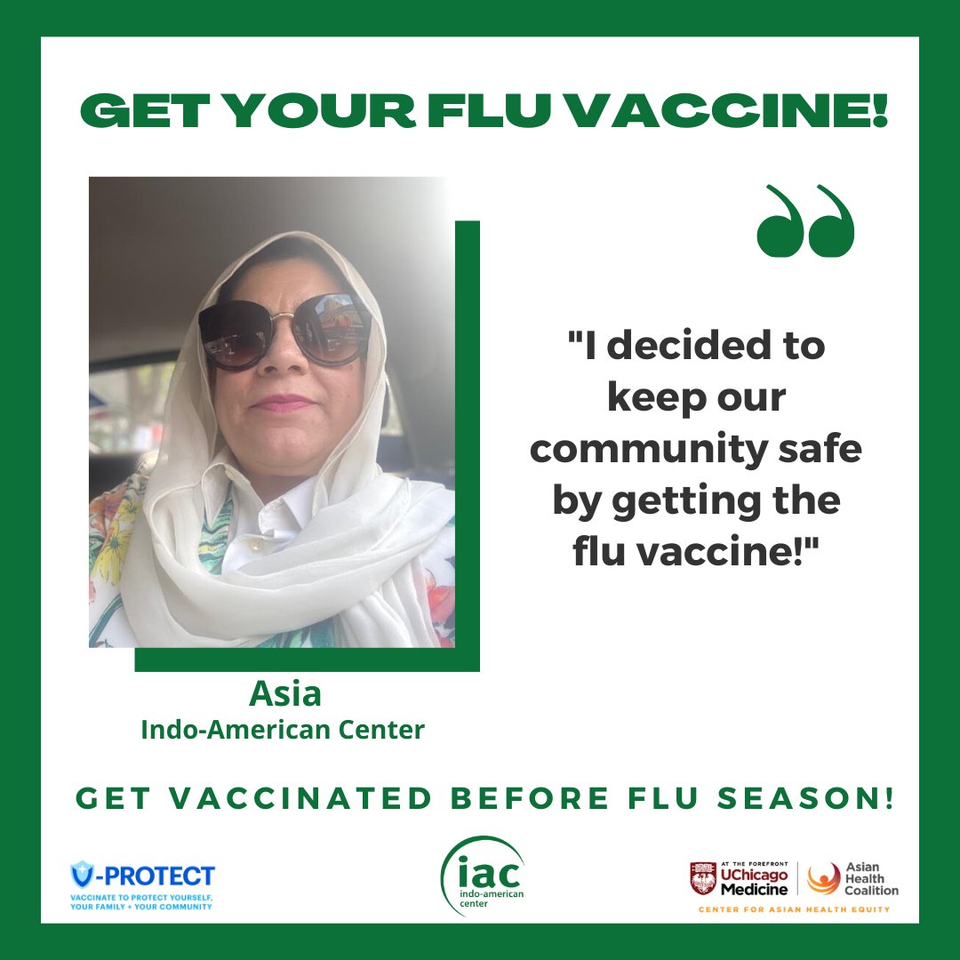 CAHE_AHC's tweet photo. Do you have your #flushot? Asia decided to get her flu vaccine to keep her community safe!
#WeCanDoThis #VPROTECT #PartneringforVaccineEquity #ivax2protect #GetVaccinated https://t.co/5dv1S9HadG