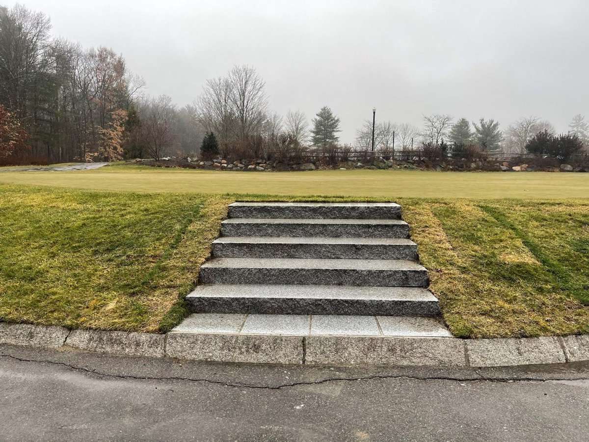 Additional Winter Projects: Woodline Cleaning (hole 12 pictured), Island on 16 cleaning, Irrigation Head levelling - we have over 1,000 irrigation heads on property, lastly, we installed granite stairs on the practice putting green to reduce wear on rough next to the green.
