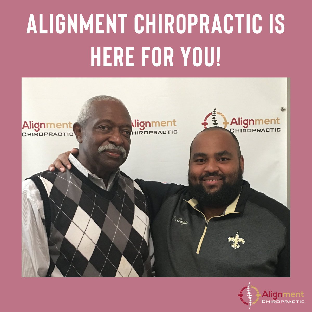 AlignmentChiro's tweet photo. Whether you have back or neck pain, suffer from fibromyalgia or frequent headaches, or have sustained an injury from a car accident, Alignment Chiropractic is here for you!
#alignmentchiropractic #chiropractor #alignment #alignyourspine #alignyourhealth #alignyourlife https://t.co/2emcREBtfy