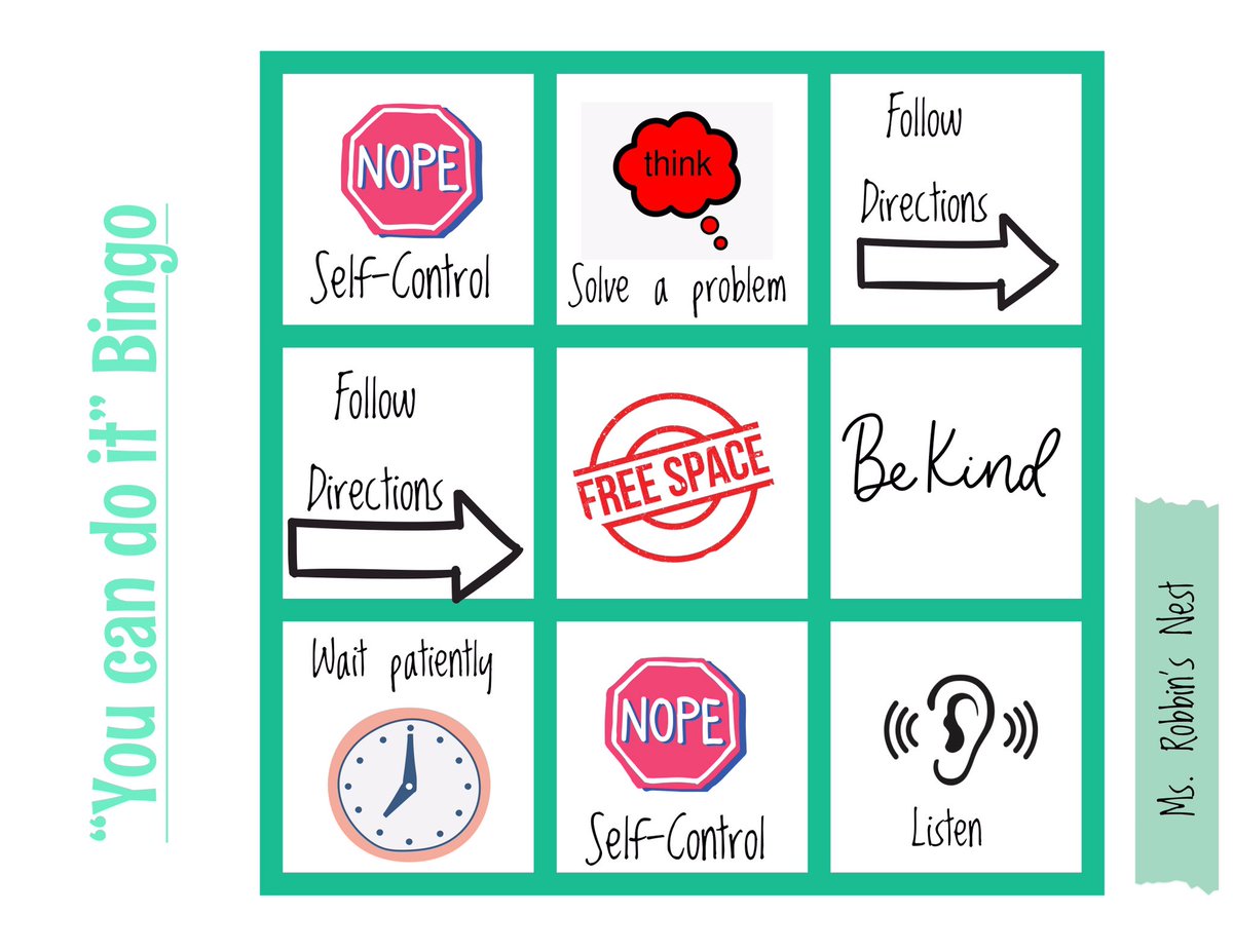 RiddickRobbin's tweet image. Now back to what I love! Made this bingo board to help one of my students! I personalized a copy for her with her name📝 #testingisover #nowbacktowhatilove #positivebehavior #encouragement #schoolcounselor #msRobbinsNest