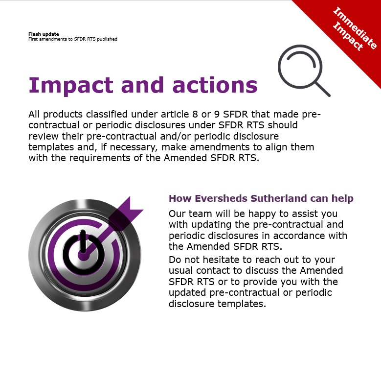 ESfinanciallaw's tweet image. Last week, the first amendments to the EU SFDR RTS were published. In our latest #FlashUpdate, our Investment Funds team discusses the scope of the amendments and the impact and actions you should take as a result. #ESG