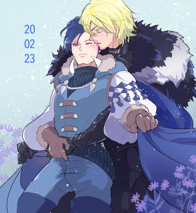 A bit late, but happy burfday Felix! Have cuddles from your favourite person as a prezzie (Tidied up my #2023DimilixWeek promo art) | ディミフェリなフェリ誕オメ。大好きな殿下がプレゼントだぜ! 