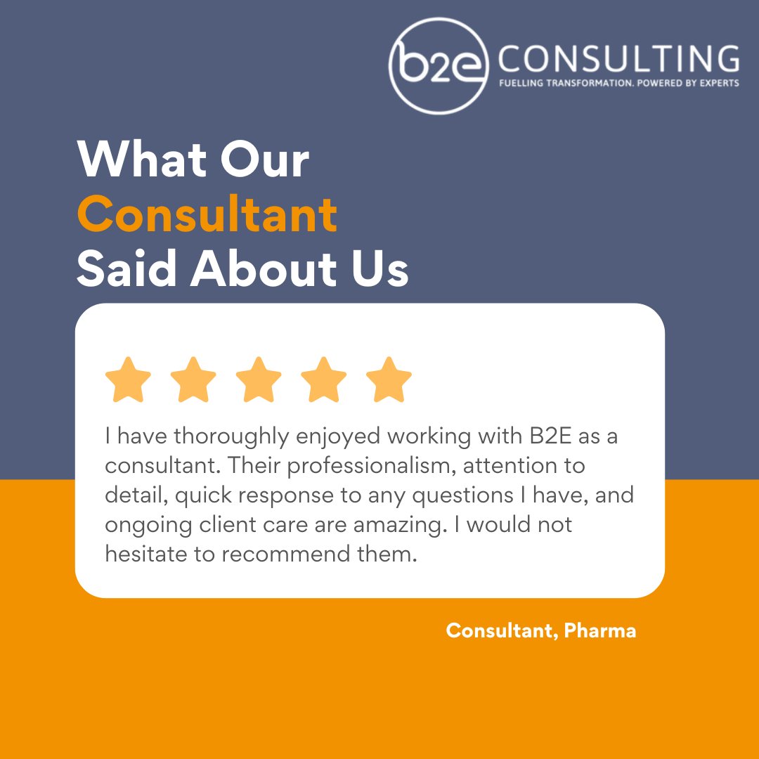 b2econsulting's tweet photo. This week we would love to share some recent feedback from one of our consultants. Thank you!
More reviews can be viewed on Trustpilot where we regularly receive 5 Stars: https://t.co/6Q0lUNGFun https://t.co/3EP0ZQosFT