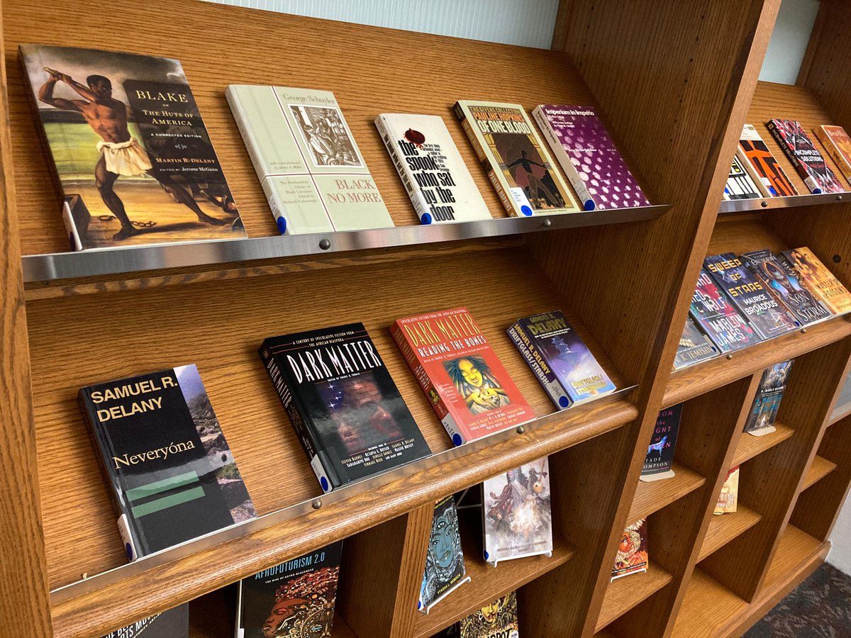 gustavuslibrary's tweet photo. From now until the end of Black History Month, check out our display of speculative fiction from writers of Africa and the African Diaspora in the Hasselquist Room. 

Our blog post on the history and classics of Black Speculative Fiction:
https://t.co/M3XXTFOEM4 https://t.co/4zRARNUpRA