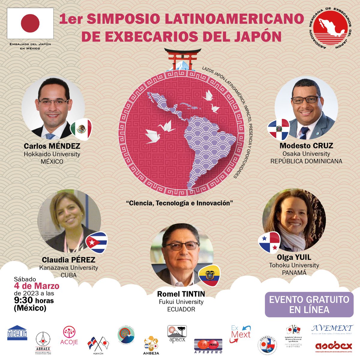 JapanEmb_Mexico's tweet photo. @AMEJ_org_mx los invitan al Webinar “Ciencia, Tecnología e Innovación” a llevarse a cabo este 4 de marzo de 2023, a las 9:30 horas. MX
Registro: https://t.co/umyVVNVrwm

#LazosJaponLATAM
#MEXTScholarships https://t.co/9HgatDRbQO