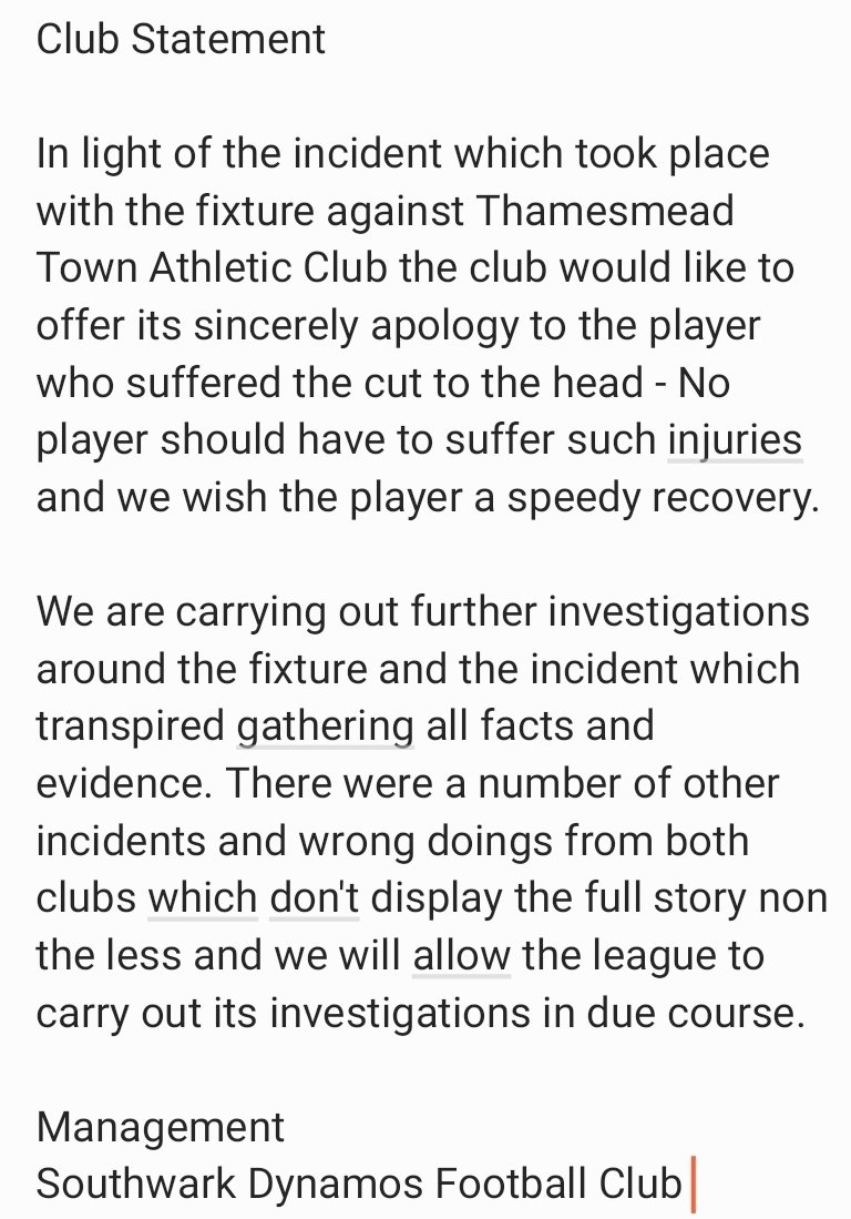 Statement from the Club.
Management