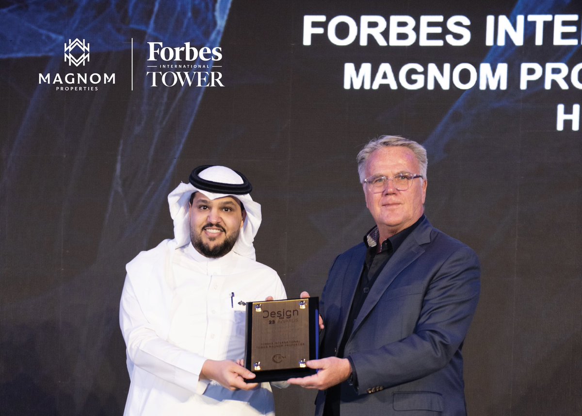 MagnomPro's tweet photo. #MagnomProperties, a subsidiary of Rawabi Holding, has received “Luxury commercial project of the year” award from the Design Middle East. Mr. Ahmad Al-Shubbar -Rawabi Holding's VP Treasury & Strategy was handed this award in KSA for #ForbesInternationalTower project in Egypt https://t.co/0irEwDycoF