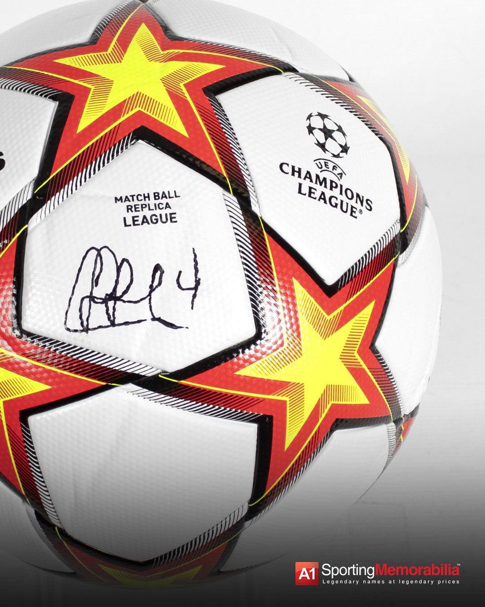 ✍ Guess the signature! ✍ . Can you name the football star who signed this Champions League football? . . .#A1SportingMemorabilia #Quiz #Football #UCL #ChampionsLeague #Signature #UEFA