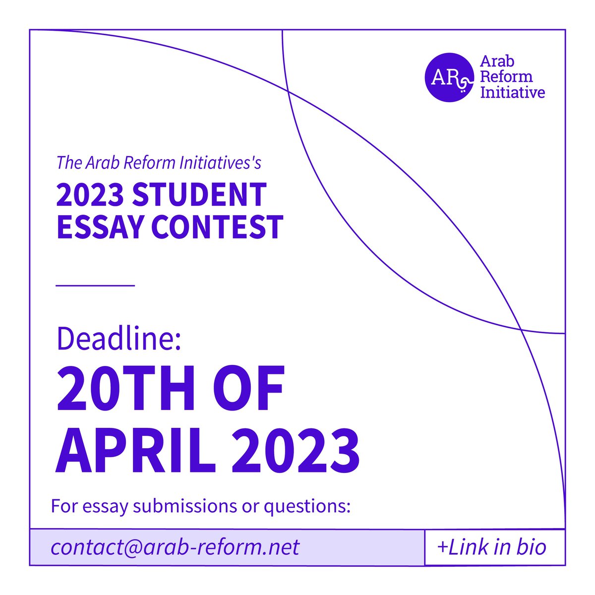 ArabReform_ARI's tweet photo. ⚖️On this #WorldDayOfSocialJustice, we’re officially announcing our 2023 #student #essay_contest!
/What #policy reforms and/or policy alternatives should be articulated to counter the #Arab region's chronic #youth #unemployment?/
More here: https://t.co/CnZTULUo8z https://t.co/1D8DldJ9md