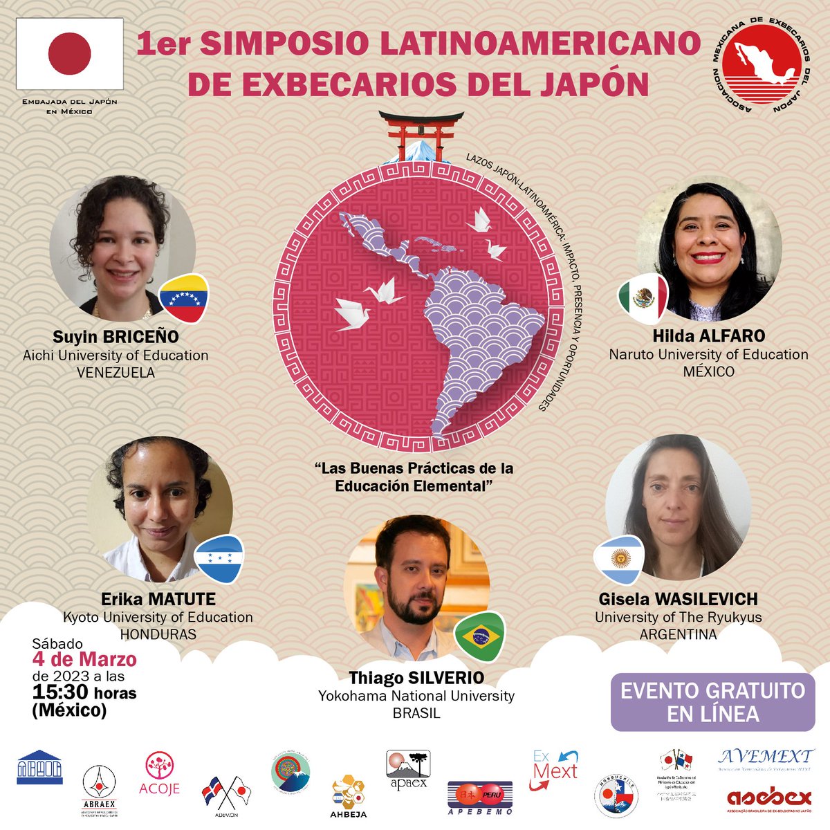 JapanEmb_Mexico's tweet photo. @AMEJ_org_mx los invitan al Webinar “Las Buenas Prácticas de la Educación Elemental” a llevarse a cabo este 4 de marzo de 2023, a las 15:30 horas. MX
Registro: https://t.co/8ksnQaPiGu 

#LazosJaponLATAM
#MEXTScholarships https://t.co/bJhZKEPrl8