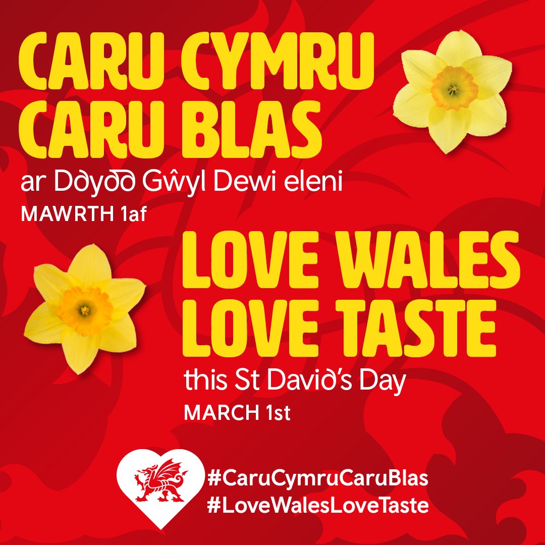 Love Wales, love taste! From world-leading brands to artisan producers, there’s plenty to enjoy when it comes to food and drink from Wales.  

Get ready to celebrate St. David’s Day with the very best of Welsh food and drink on March 1st!

#FoodDrinkWales #LoveWalesLoveTaste