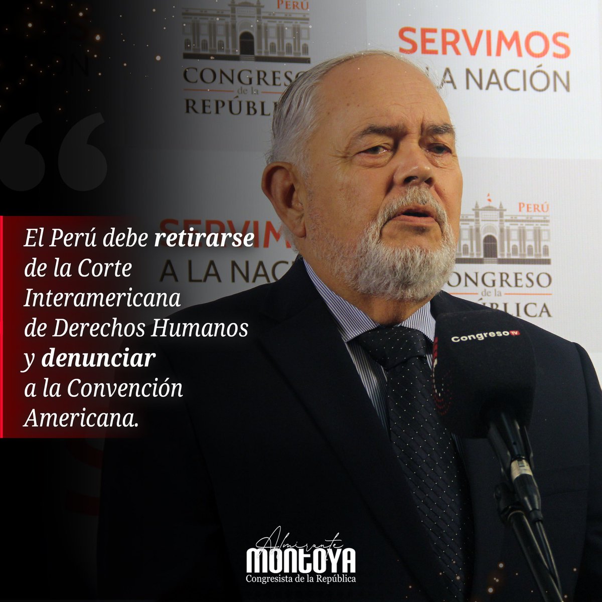 Alm_Montoya's tweet photo. Hemos propuesto al Poder Ejecutivo inicie los procedimientos de denuncia de la Convención Americana y el retiro de nuestro país de la Corte Interamericana de Derechos Humanos. 

#AlmiranteJorgeMontoya ✍️ https://t.co/nXhOD1NFow