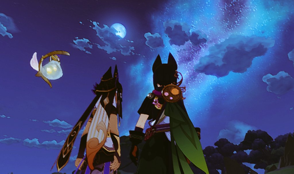 #cynonari
#cynriloveweek

Day 5: Stargazing

"I'm aware of the consequences of being your mate, yet I still choose to love you to the moon and back."

I swear I have a fanfic idea for this prompt (+proposal) but it's too long to finish it in a day so an in-game picture will do.