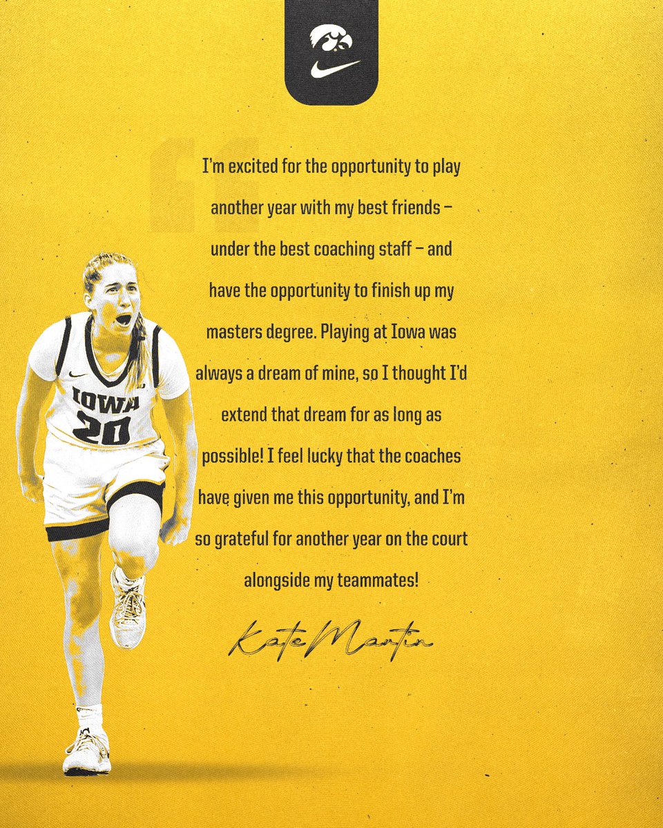 Iowa Women's Basketball (@iowawbb) on Twitter photo The Heart. The Glue. The Captain.
๐๐๐ ๐๐๐๐๐๐.
<a href="/kate_martin22/">Kate Martin</a> x #Hawkeyes The Heart. The Glue. The Captain.
๐๐๐ ๐๐๐๐๐๐.
<a href="/kate_martin22/">Kate Martin</a> x #Hawkeyes