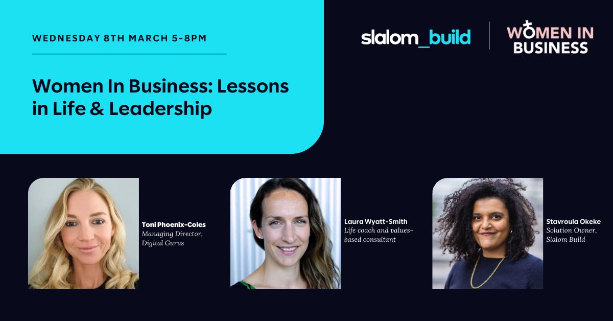 SlalomUKI's tweet photo. Join us on Wednesday 8th March, as we host @wibni first London event! We're incredibly excited to be hosting their 'Lessons in Life and Leadership' conversation with @DigitalGurus on International Women's Day. Register here: https://t.co/W0CRVYKzwf #IWD #Slalomproud https://t.co/i9L4GPd5EO