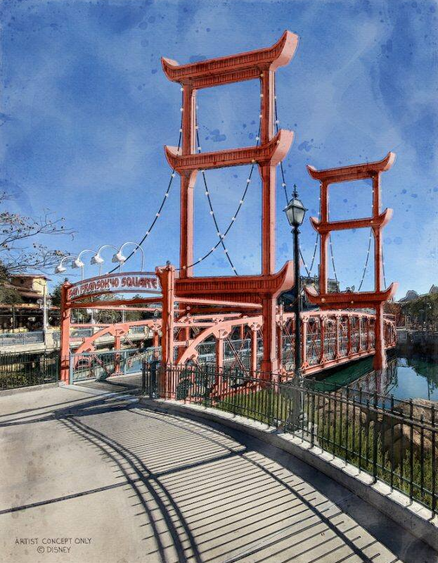 ScottGustin's tweet photo. NEW: San Fransokyo Square will officially open at Disney California Adventure Park this summer. 

Pacific Wharf's transformation to a new area inspired by Big Hero 6 was first announced at D23 Expo last year. https://t.co/ZZy0aB5ykt