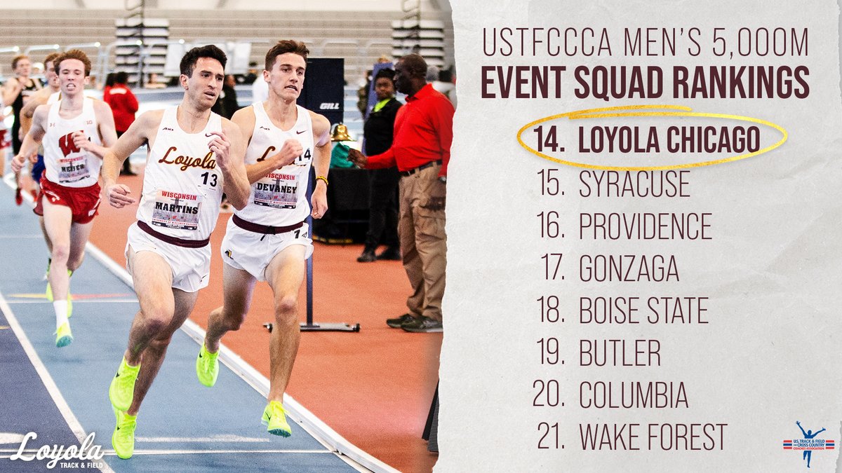 RamblersTFXC's tweet photo. Check out the latest Rambler Rankings 👏 ⬇️ 

Men's 5k ➡️ No. 14
Women's 5k ➡️ No. 21
Men's 3k ➡️ No. 34 https://t.co/mwexSwoUlJ