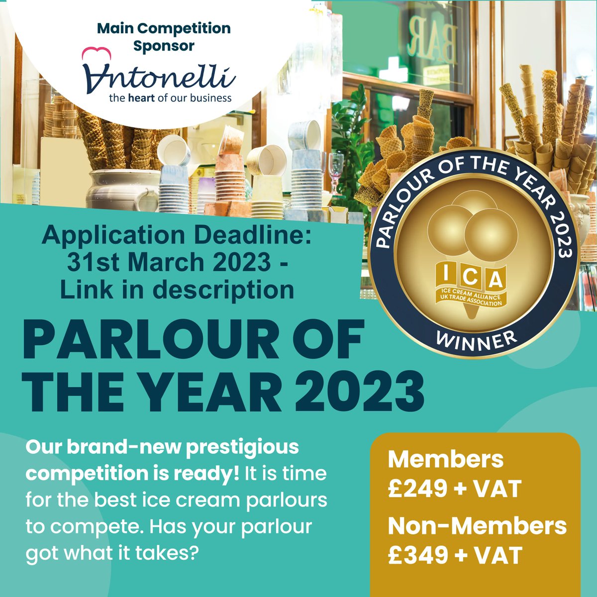 Our brand-new prestigious competition is ready! 

Now it is time for the best ice cream parlours to compete. 

Sponsored by Antonelli. 

Has your parlour got what it takes? 

click the link following link to enter: buff.ly/3xCPzJ0