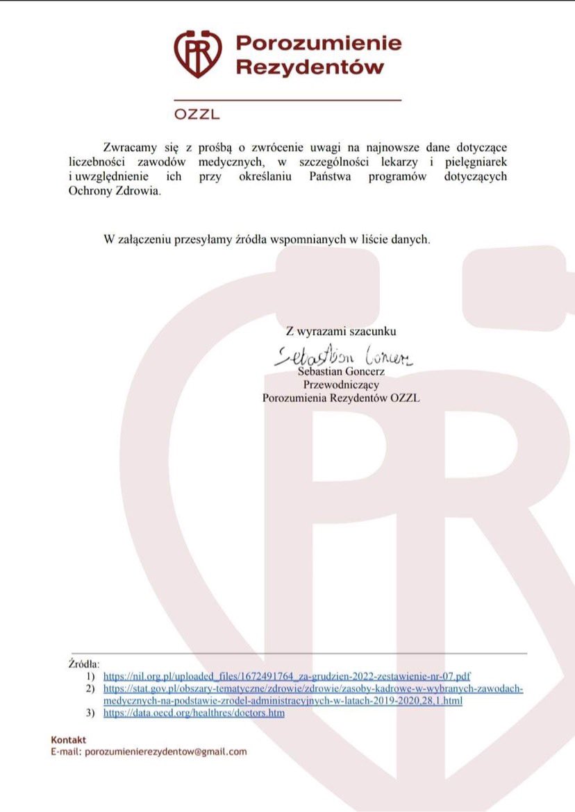 📣Jako Porozumienie Rezydentów wystosowaliśmy list otwarty z wyjaśnieniem jak jest to liczone w rzeczywistości oraz jak wygląda obecna sytuacja z ilością lekarzy w Polsce. 2/2