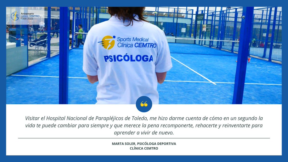 🥼<a href="/MartaSolerGlez/">Marta Soler González</a> , psicóloga del deporte de #ClínicaCEMTRO , visitó el <a href="/HNParaplejicos/">H. N. Parapléjicos</a> de Toledo para conocer el área de apoyo #psicológico

🥼La psicóloga Mª Ángeles Pozuelo ha escrito un artículo sobre la visita de nuestra especialista⬇️
bit.ly/3xz2zPZ