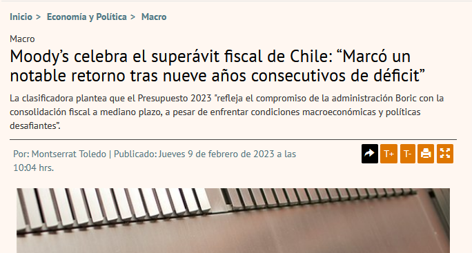 PipeAllendeM's tweet photo. Gobierno del Presidente @GabrielBoric:

- Superávit fiscal, después de 9 años
- Mayor inversión extranjera desde 2015
- Deuda externa chilena, en el año 2022, cerró con su primera baja EN DÉCADAS
- Chile recupera su puesto como el país más seguro para invertir en América Latina https://t.co/iWLq0VNeeQ