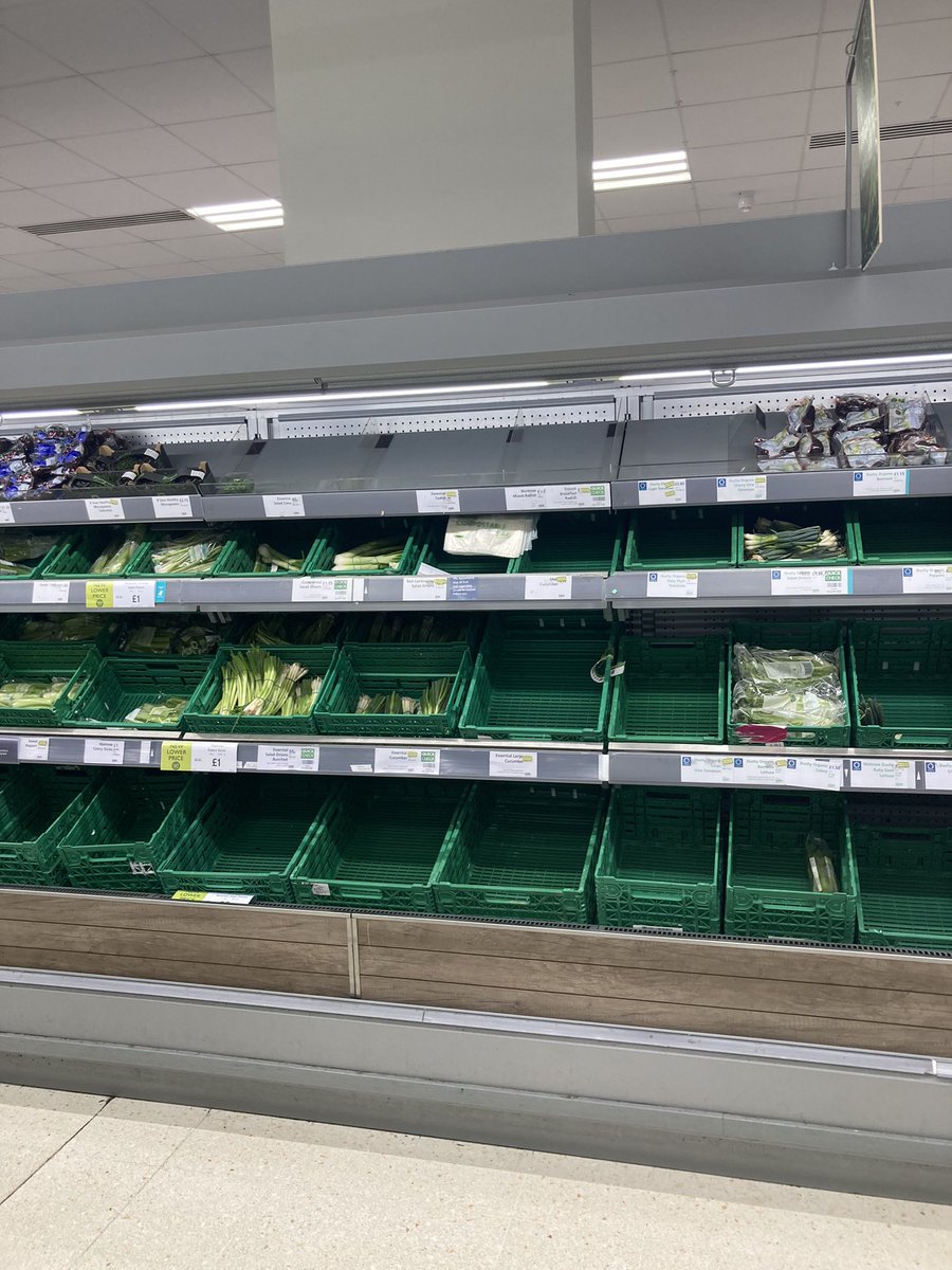 I thought all the tweets about #EmptyShelves were just selective but just popped into a nearby Waitrose and sure enough, zero tomatoes and fresh salad #BrexitBrokeBritain