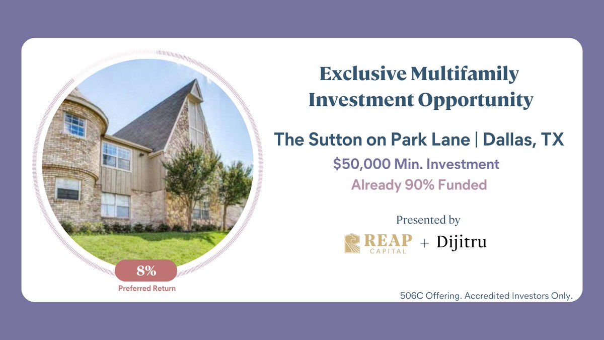 dijitru's tweet photo. According to CONTI, Dallas, Texas is the #1 market for multifamily investment in 2023.
Don’t miss out on this exclusive value add multifamily investment opportunity! Learn more here: https://t.co/BmiH3ExM2P.
#CRE #commercialrealestate #crefinance #buildwealth #realestateassets https://t.co/q2Uikf9c3J