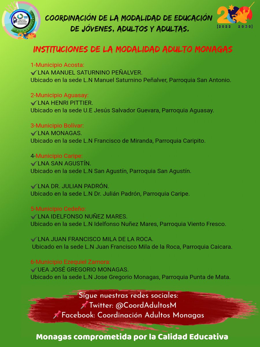 CoordAdultosM's tweet photo. La Coordinación de Educ. de Jóvenes, Adultos y Adultas, invitan a culminar tu bachillerato, dirígete a nuestras instituciones educativas @ActualZe @_LaAvanzadora @_NancyOrtuno_ @EduMediaMonagas @yogazco @estabacarolina1 @vicent_carvajal https://t.co/nOWQ6cW2qf