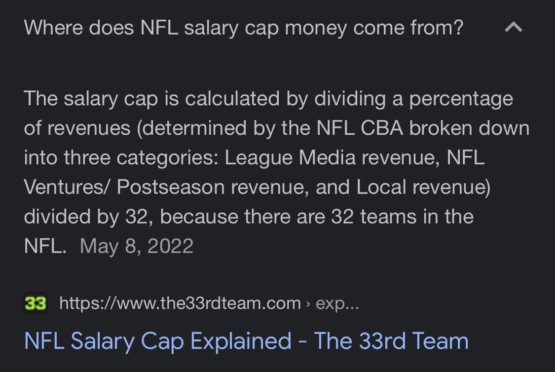 @unclestumpy @CDCarter13 Cap money is paid by shared revenue the NFL makes though