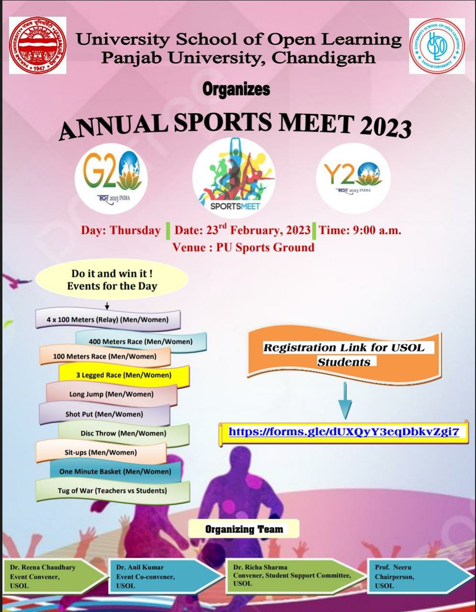 OfficialPU's tweet photo. Upcoming Events at Panjab University @g20org @Y20India #PU_G20 https://t.co/ikvGRI0htA