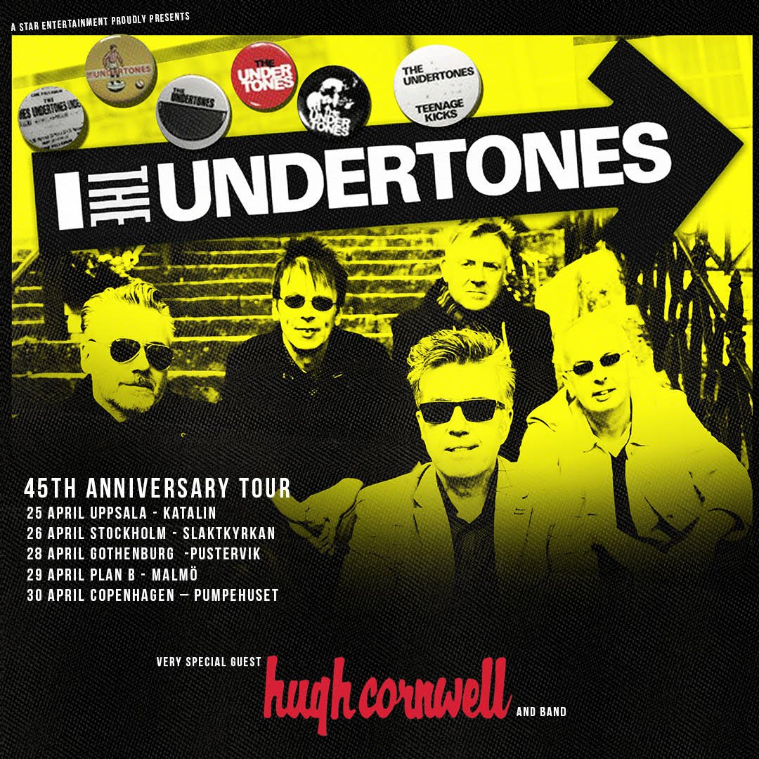 Hugh and his band are joining The Undertones as special guest for five shows in April 2023, in Sweden and Denmark. Details at hughcornwell.com/live/