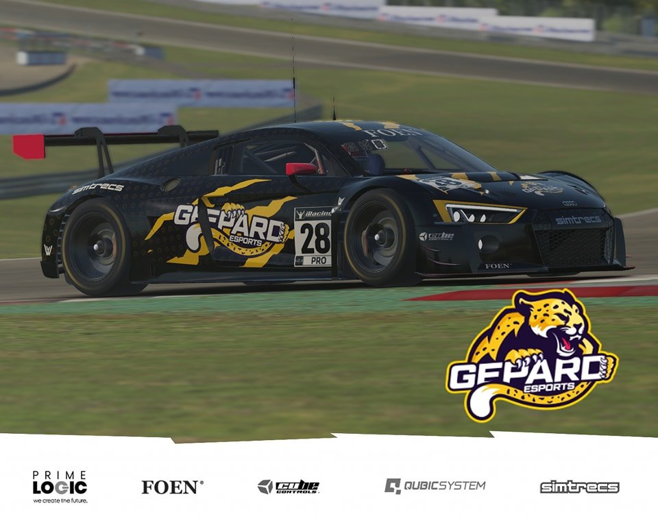 apexoneteam's tweet photo. It's Livery Week on our profile, Day 1⃣ 
We start with Audi in new Gepard Esports colors! Looking 🔥

See you on track!

#livery #liverydesign #simracing
#ReleaseGepard #Foen #Simtrecs https://t.co/UPTOCL1nu8