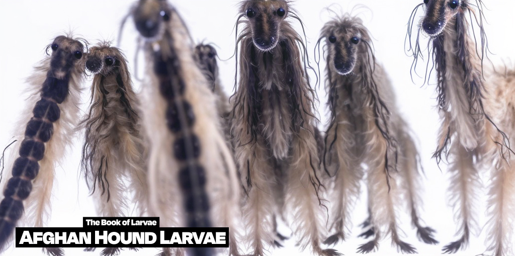 timhope100's tweet photo. The Book of Larvae 04: Afghan Hound Larvae #bookoflarvae #aiart https://t.co/LoVgAHbfIt
