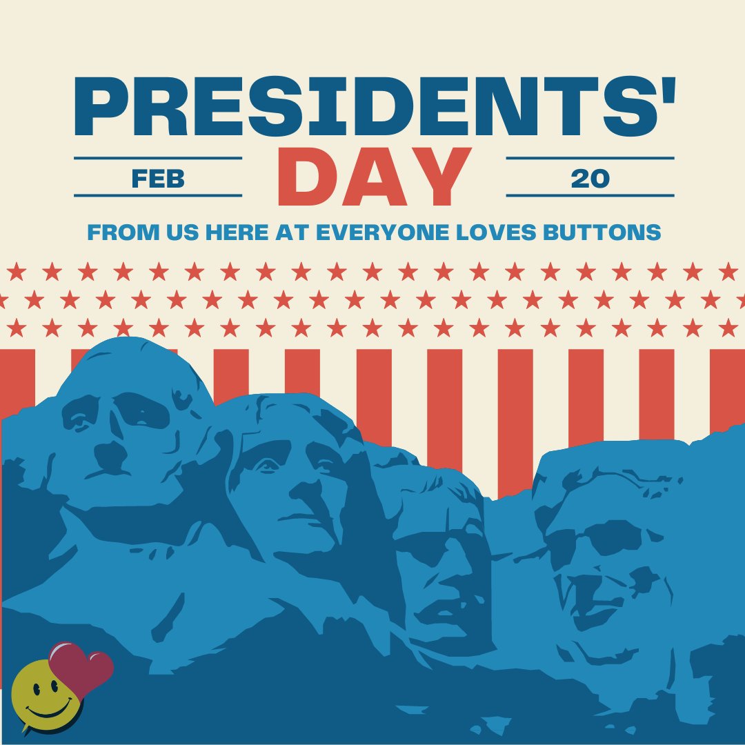 🇺🇸Happy Presidents Day to everyone in our Everone Loves Buttons Family ♥️🤍💙
🗽We hope you all have a fantastic weekend and stay safe.

#Everyonelovesbuttons
#Presidentsday2023
#Proudamericans
#ELBUSA