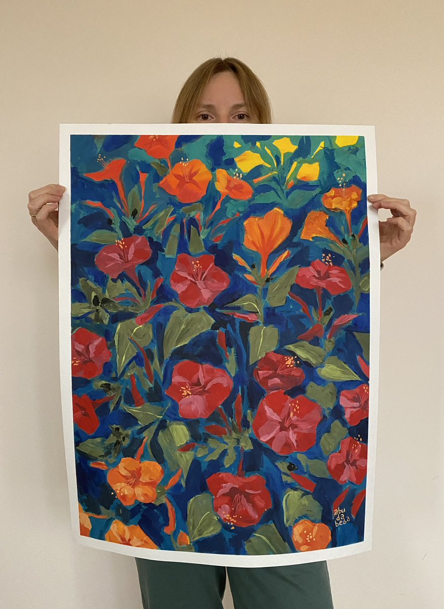 abudabeba's tweet photo. «The lychnis or зорька» 53х73cm #gouache #paper #artwork #flowers #ArtistOnTwitter #art https://t.co/LPMrc1568l