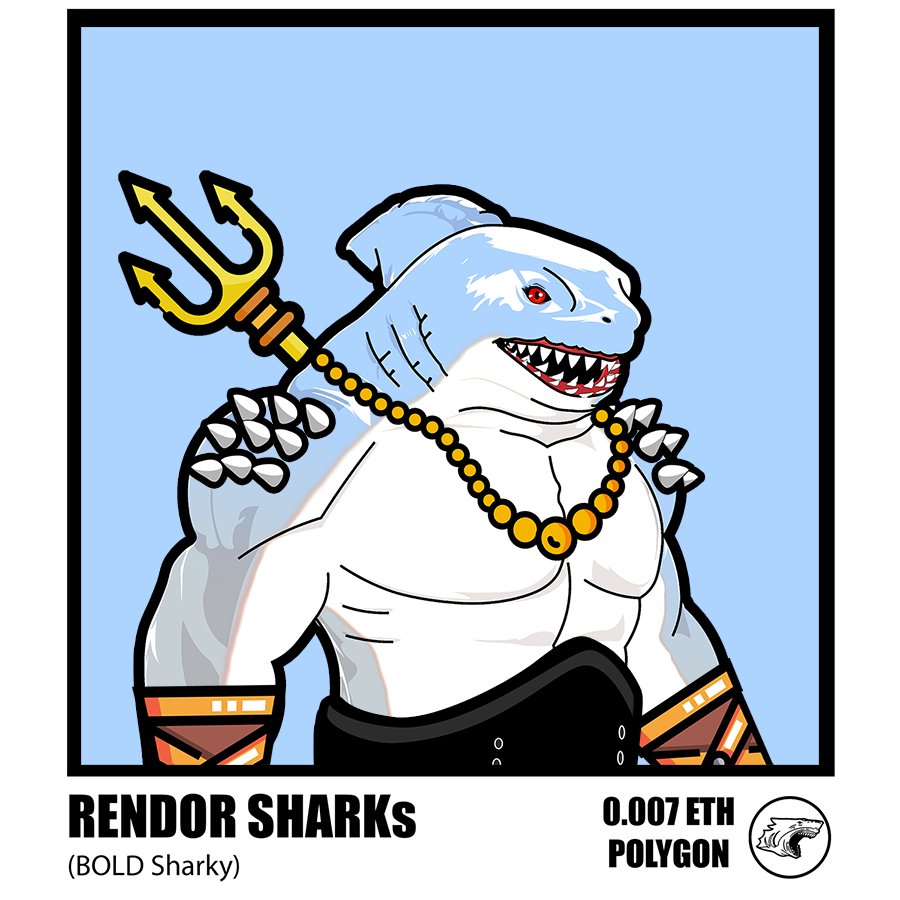 #BOLDsharky are your newest frens ready to take over the #NFT #world. Feed $FISHY => grow into whale rendor shark. #Earn, trade, celebrate and (guaranteed get profit).