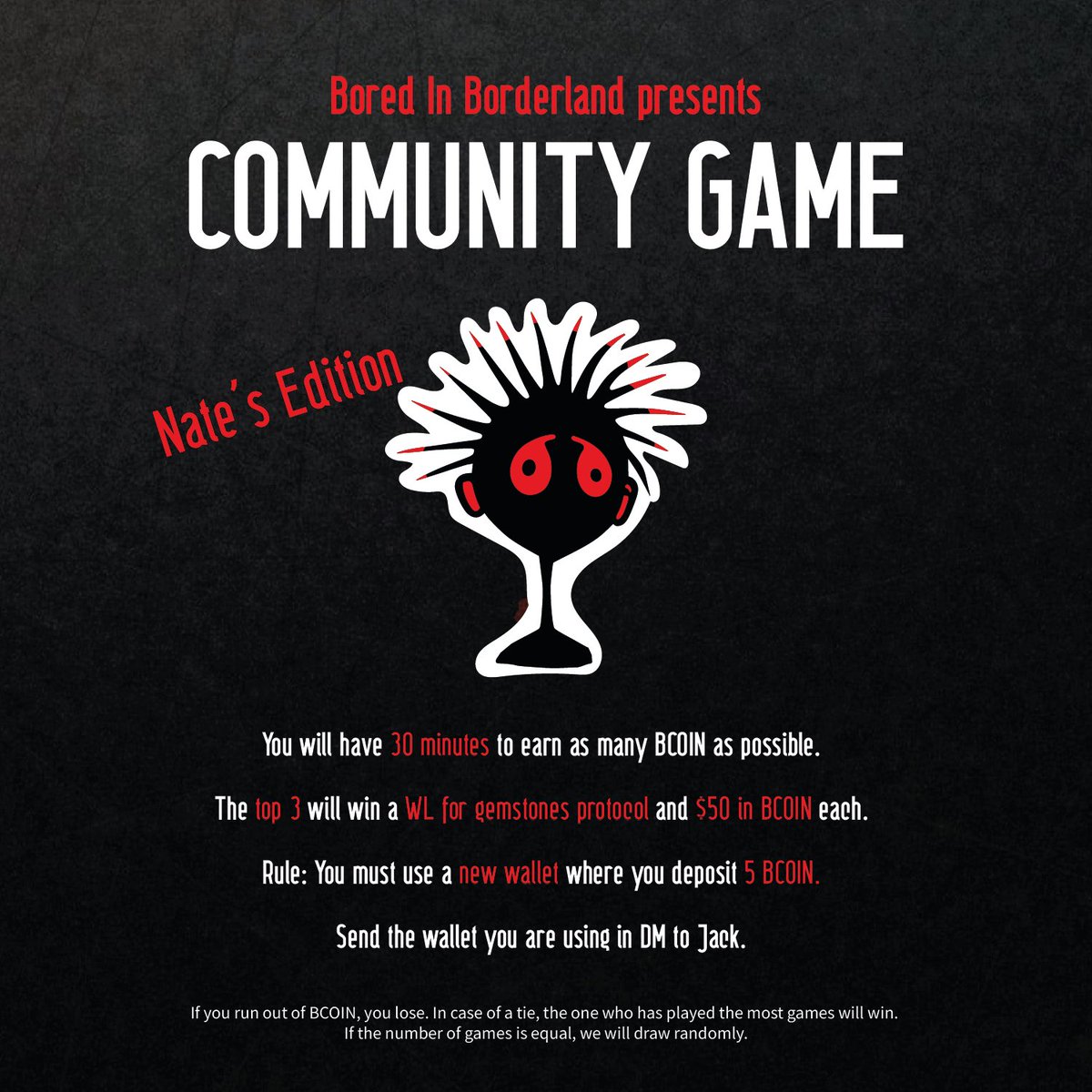 See you tonight at 7 PM UTC on our Telegram for today's community session!

3x WL for <a href="/gemstones_arbi/">Gemstones Protocol</a>  + 150$ to win.

The remaining rules will be communicated before we begin.

#Arbitrum #BoredInBorderland
