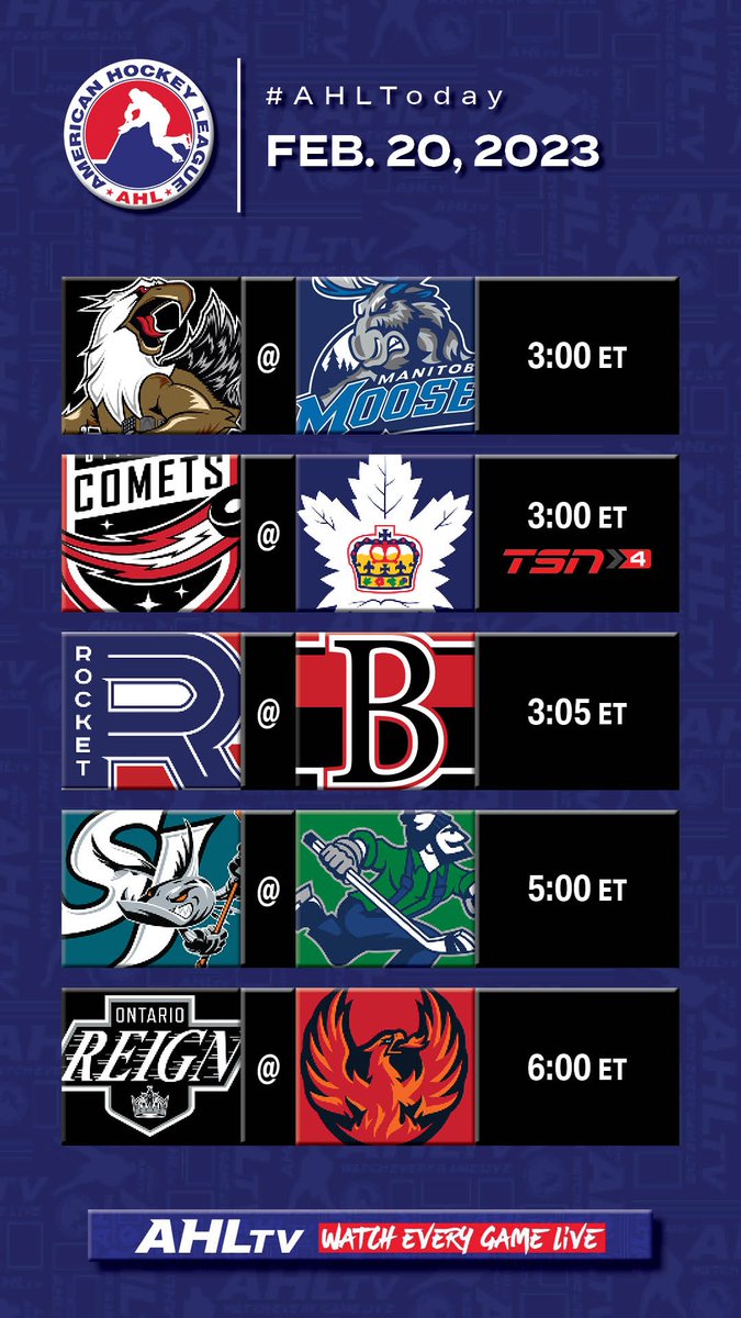 TheAHL's tweet photo. Boom. Monday hockey.
#AHLToday
📅: February 20
📺️: https://t.co/gjMuSbtKI1
#UTCvsTOR on TSN4 https://t.co/yzLR4ox7Yp