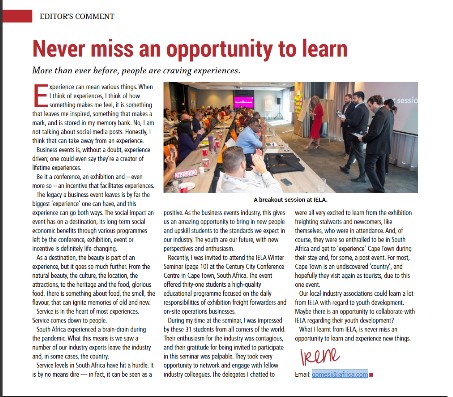 IELAWORLD's tweet image. True! And we confirm the opportunity to collaborate with IELA regarding #youthdevelopment &amp;amp; #trainingprogrammes as mentioned by @bizeventsafrica Editor @IreneCosta78 in her editorial
issuu.com/contactpublica…
@saeventscouncil @AAXO_SA @EXSA_SA @SAACIofficial 
#IELAWS23 #eventprofs