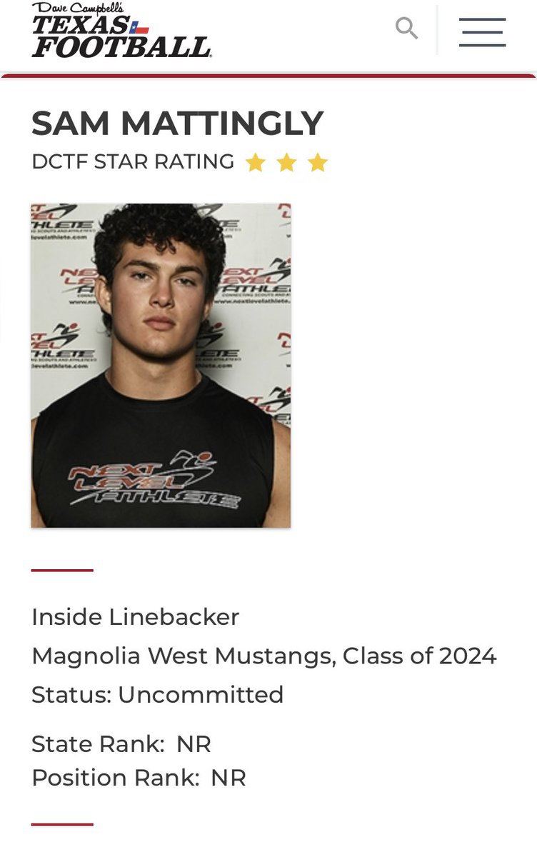 Blessed to be ranked a 3⭐️ by <a href="/GPowersScout/">Greg Powers 🏟️</a> &amp; <a href="/dctf/">Dave Campbell's — TexasFootball.com</a>!!