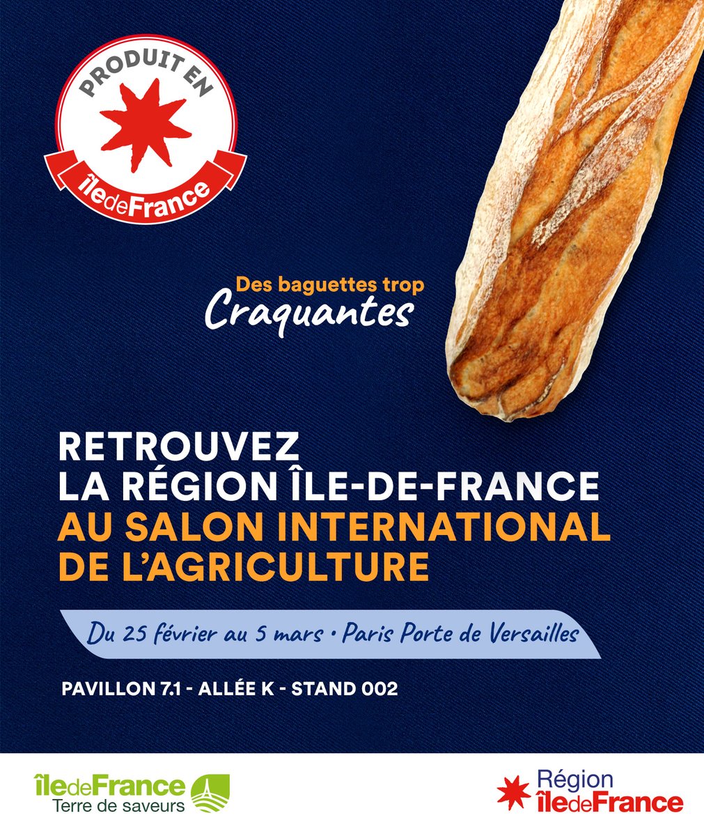 #SIA2023 J-5 avant le <a href="/Salondelagri/">Salon International de l'Agriculture</a> !🤩
RDV sur le pavillon de la Région <a href="/iledefrance/">Région Île-de-France</a> dans le hall 7.1 dès samedi 25 février ! 🚜

Plus d'infos : iledefrance-terredesaveurs.fr/actualites/sal…

<a href="/VLacroute/">Valérie Lacroute</a> <a href="/DROMIGNY/">DROMIGNY</a> <a href="/gerardhebert91/">Hebert Gérard</a> <a href="/MBourreau93/">Murielle Bourreau</a> <a href="/CAIDF/">Chambre d'agriculture de région Ile-de-France</a> <a href="/Bienvenueferme/">Bienvenue à la ferme France</a> <a href="/AgriculteursIDF/">AgriculteursIDF</a> <a href="/JAregionIDF/">JA Région IDF</a>