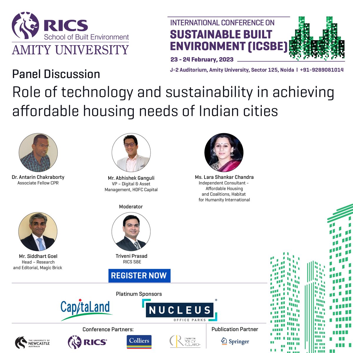 RICS_SBE's tweet photo. Panel | Role of technology and sustainability in achieving affordable housing needs of Indian cities | #ICSBE23

Register here: https://t.co/eeLkudbevI 

#ICSBE23 #SustainableBuiltEnvironment #Netzero #RICSSBE #Panel #Panelist #Conference #Construction #realestate https://t.co/x3l8YKlXZr
