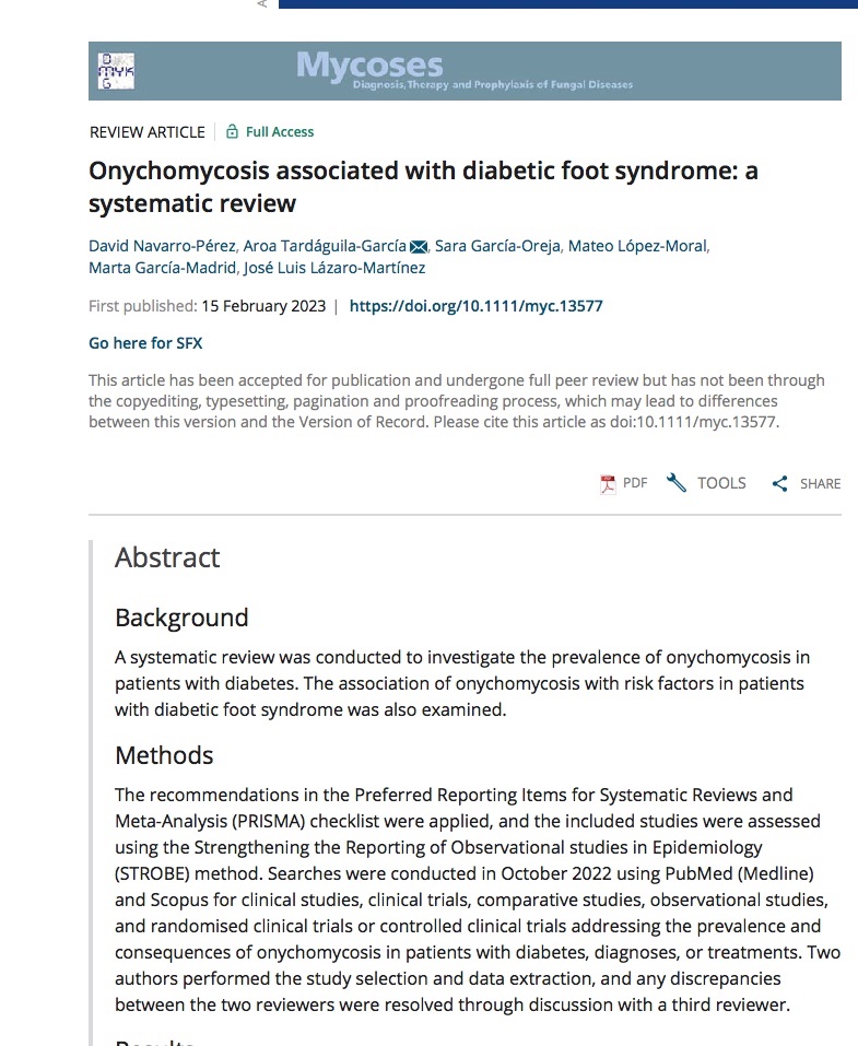 Nueva publicación de nuestro grupo de investigación.....en esta ocasión muy orgulloso que el primer autor sea un residente y alumno de nuestro Master de Pie Diabético onlinelibrary.wiley.com/doi/10.1111/my…