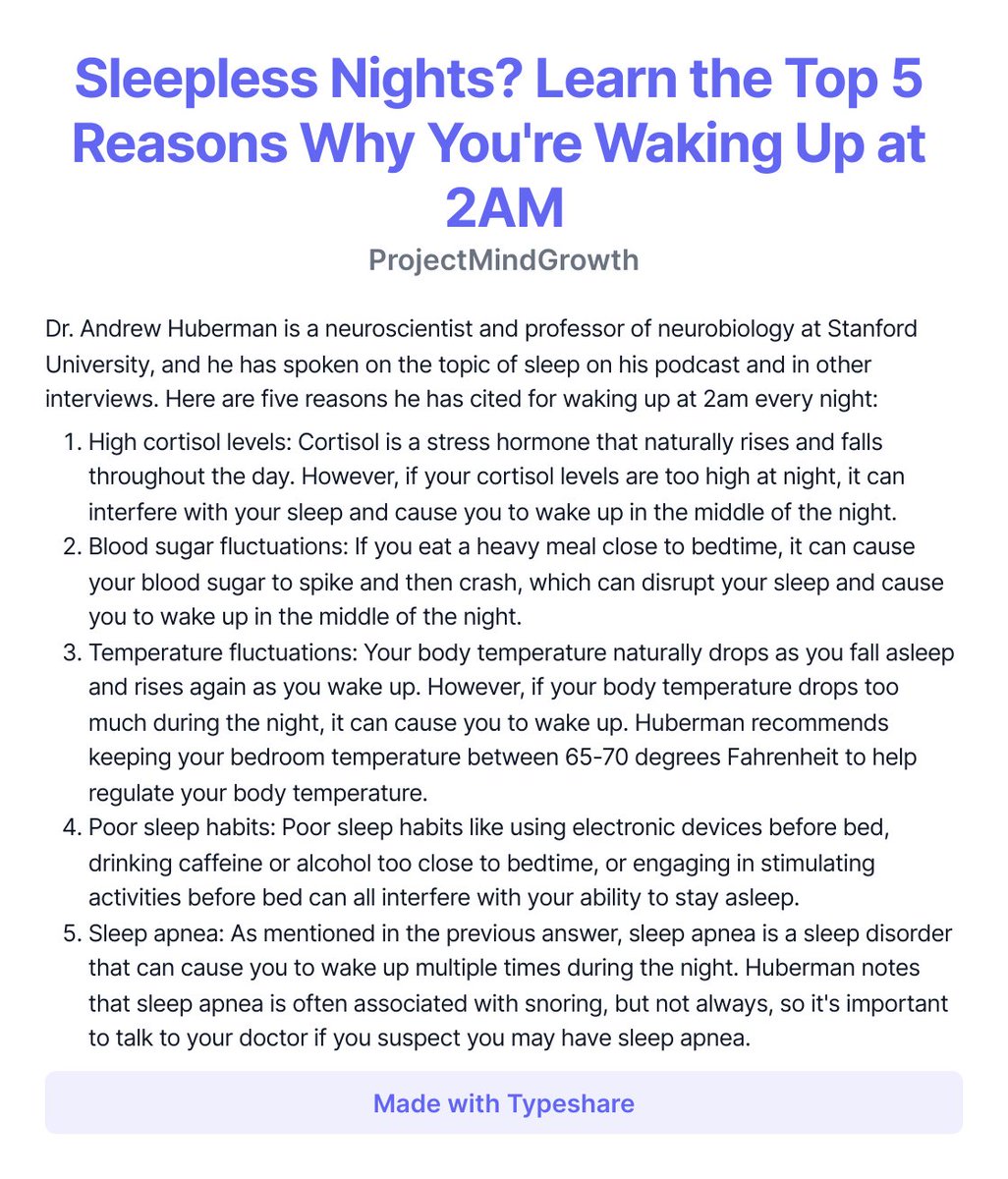 Proj_MindGrowth's tweet photo. Working on getting to the bottom of why I wake up every night around 2am.  I found some info from Dr Huberman. https://t.co/HHBJp6sMJc