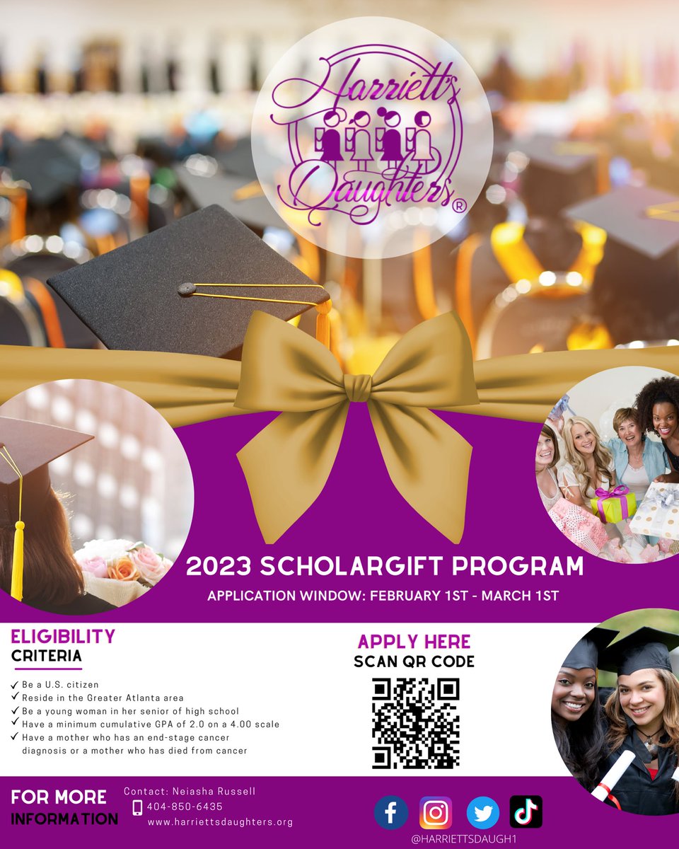 𝑭𝒓𝒊𝒆𝒏𝒅𝒍𝒚 𝑹𝒆𝒎𝒊𝒏𝒅𝒆𝒓 💜

The ScholarGift application deadline is fast approaching. The 𝐜𝐨𝐦𝐩𝐥𝐞𝐭𝐞 𝐚𝐩𝐩𝐥𝐢𝐜𝐚𝐭𝐢𝐨𝐧 𝐩𝐚𝐜𝐤𝐚𝐠𝐞 must be received no later than 𝐌𝐚𝐫𝐜𝐡 𝟏, 𝟐𝟎𝟐𝟑, 𝟏𝟏:𝟓𝟗 𝐩.𝐦. 𝐄𝐒𝐓.

#scholarship #scholarships