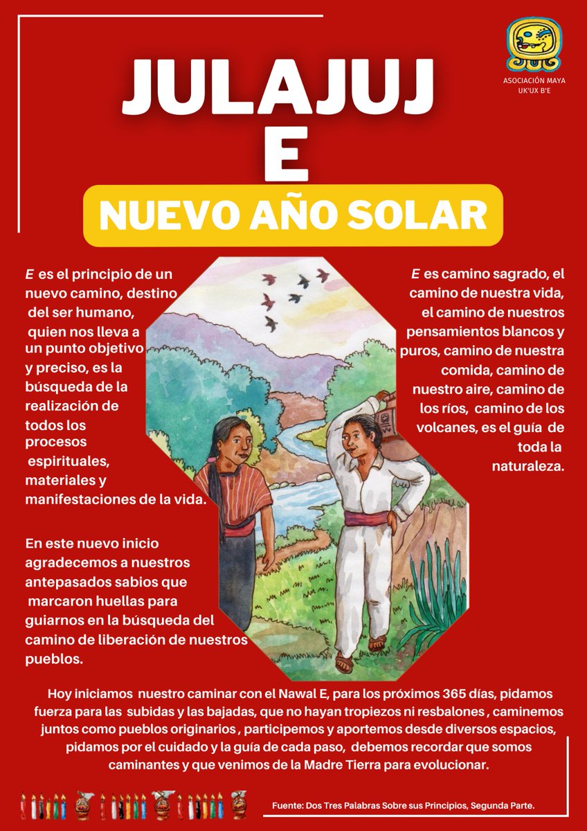 Inicia el año nuevo solar maya con el nawal E (19Feb2023), el principio de un nuevo camino, destino del ser humano.
Agradecemos a nuestros antepasados sabios que marcaron huellas para guiarnos en la búsqueda del camino de liberación de nuestros pueblos.
#AñoNuevoMaya