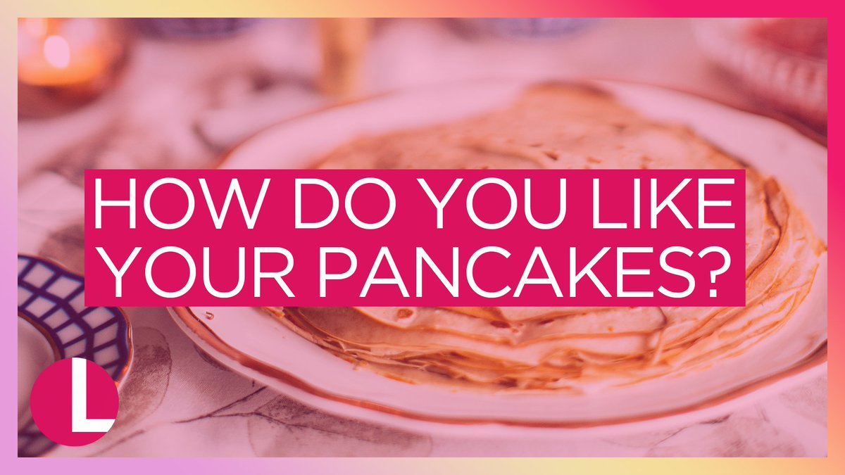 lorraine's tweet photo. Possibly the yummiest day of the year tomorrow, but how are you having your pancakes? 🥞
Thin or fluffy? Sweet or savoury? What's your favourite topping?
#Lorraine #PancakeDay https://t.co/JkOMn7lfwZ