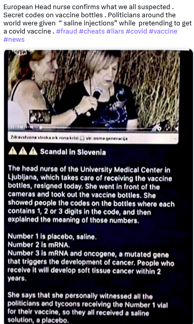 DJHutchinson2's tweet photo. #Pfizer
#DiedSuddnly
#SalineSolution
#COVIDVACCINE
They only want YOU to die...not them! https://t.co/jK3kK32VeZ
