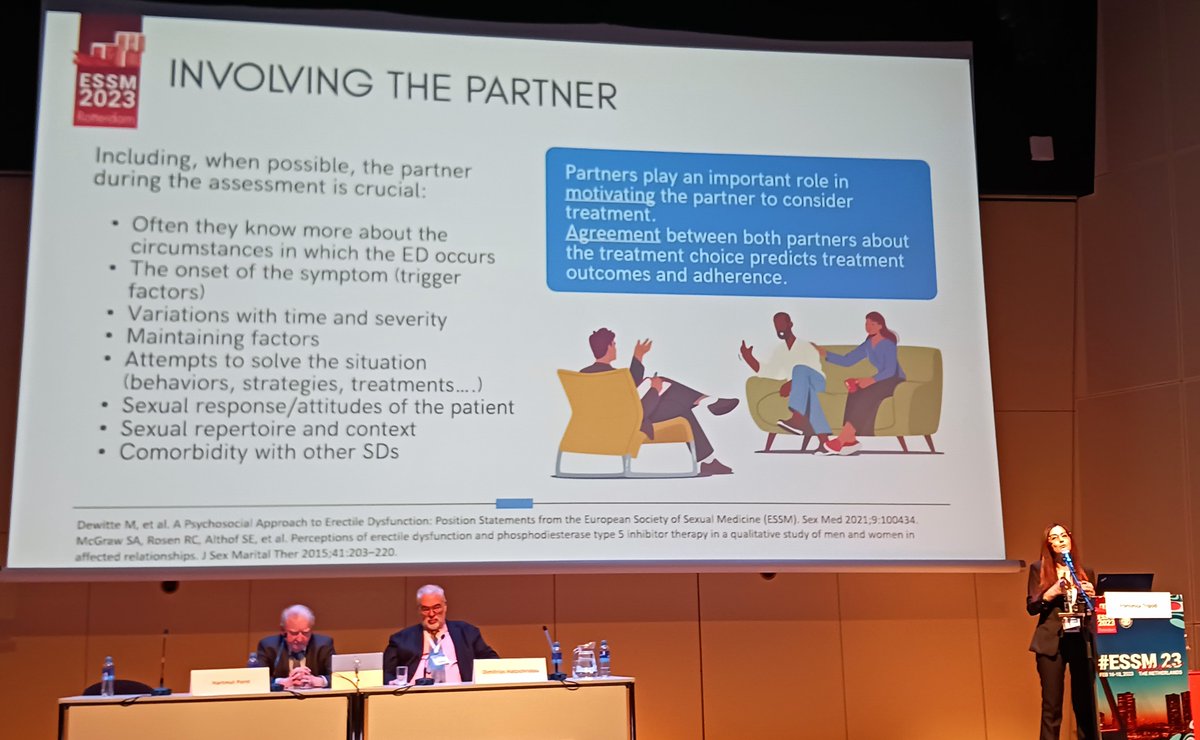 DrSatenik's tweet photo. the role of the partner is very important not only in the treatment of sexual dysfunctions but also in its assessment. 👩‍❤️‍👨
such an interesting lecture presented by Francesca Tripodi 👏
#ESSM23 https://t.co/w0nlyg4JyN