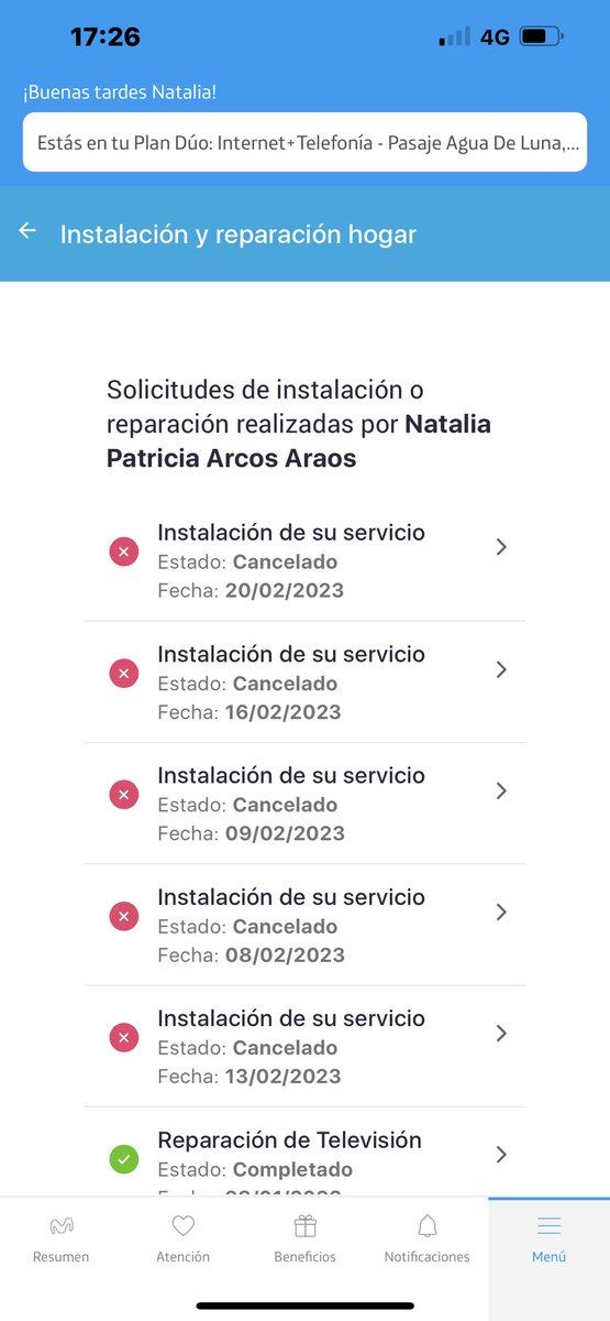 nata_arcos's tweet photo. @AyudaMovistarCL como es posible que aún no puedan venir a instalarme el servicio 😡llevo como 3 semanas en esto, me dicen un día y no llegan, me han cancelado todas las visitas, como que tuviera todo el tiempo del mundo para esperarlos, además en la sucursal no dan ninguna ayuda https://t.co/L4NG0J4mSG
